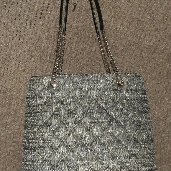 KATE SPADE-SPARKLY TWEED NATALIA-QUILTED-CHAIN HANDLE TOTE-NWOT - Picture 3 of 9